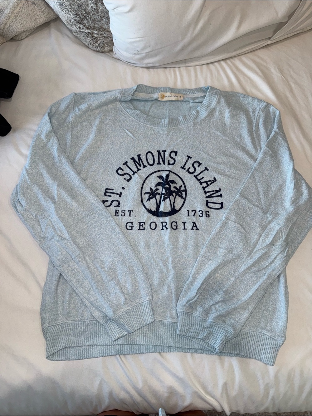 St. Simons Island Georgia Light Blue Crewneck Sweater